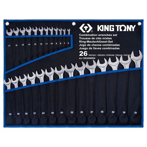 KING TONY (12D26MRN) Набор комбинированных ключей, 6-32 мм, чехол из теторона, 26 предметов