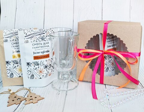 Комплект ( Смесь для глинтвейна 2шт / бокал 2шт) Россия