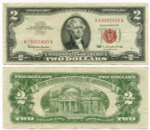 Банкнота США 2 доллара 1963 A 09665699 A. VF