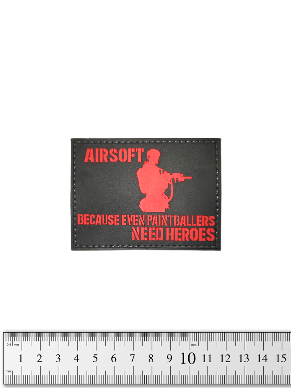 Шеврон Airsoft because even paintballers need heroes PVC. Чёрный с красным