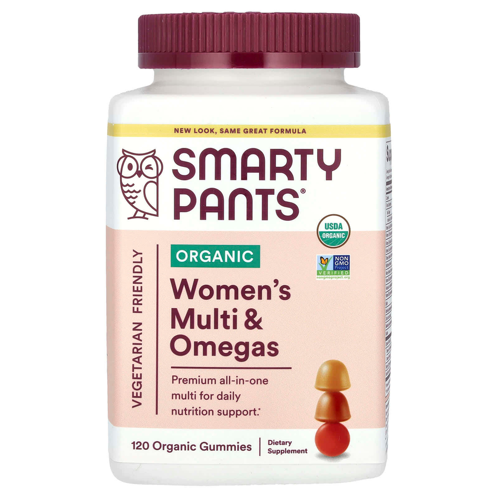 SmartyPants, Organics, Complete, комплекс для женщин, малина, лимон, лайм и виноград, 120 вегетарианских жевательных конфет