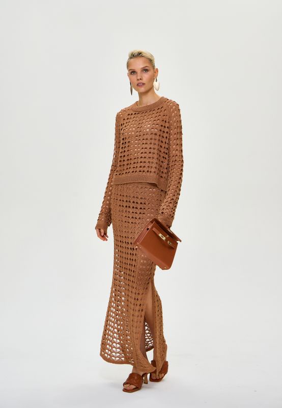 Костюм двойка вязаный с прорезями