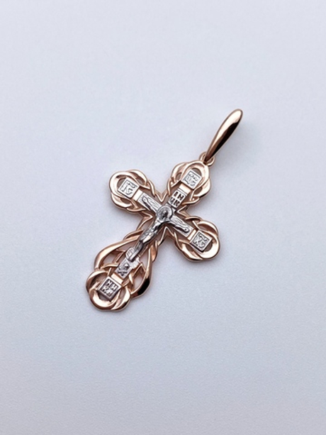 Крест из серебра/Позолота,Родий/С подвижным ухом