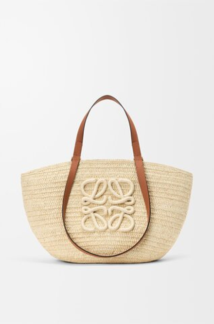 Loewe Средняя сумка-корзина Eclipse из рафии и телячьей кожи, натуральный/коричневый