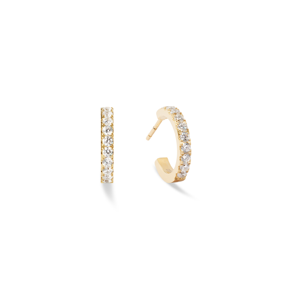 Серьги Coeur de Lion Hoop Crystal-Gold 15мм 0146/23-1816
