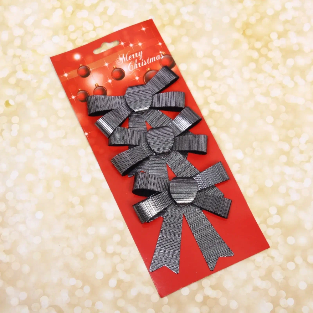 Бант на ёлку «Элегант» 10*11 см (набор 3 шт), Черная ночь