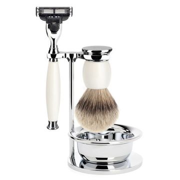 Бритвенный набор MUEHLE SOPHIST, фарфор, барсучий ворс высшей категории Silvertip, бритва Mach3, чаша