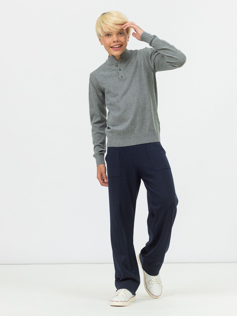 Джемпер поло для мальчика AT116 серый