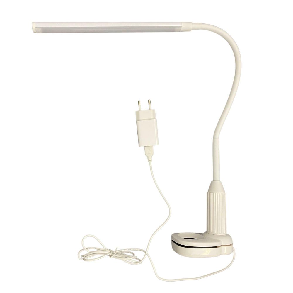 TLD-572 White/LED/500Lm/4500K/Dimmer Светильник настольный светодиодный на струбцине, 7W. Сенсорный выключатель. Диммер. Белый. ТМ Uniel