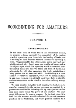 Bookbinding for amateurs. Being descriptions of the various tools and appliances required and minute instructions for their effective use | W J. E. Crane