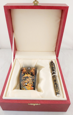 Набор мышь компьютерная "Жар-птица" и ручка-роллер с росписью Палех