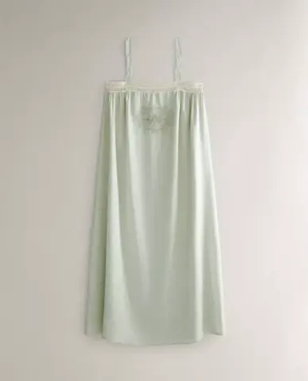 ZARA HOME АЖУРНАЯ АТЛАСНАЯ НОЧНАЯ РУБАШКА, ЗЕЛЕНЫЙ