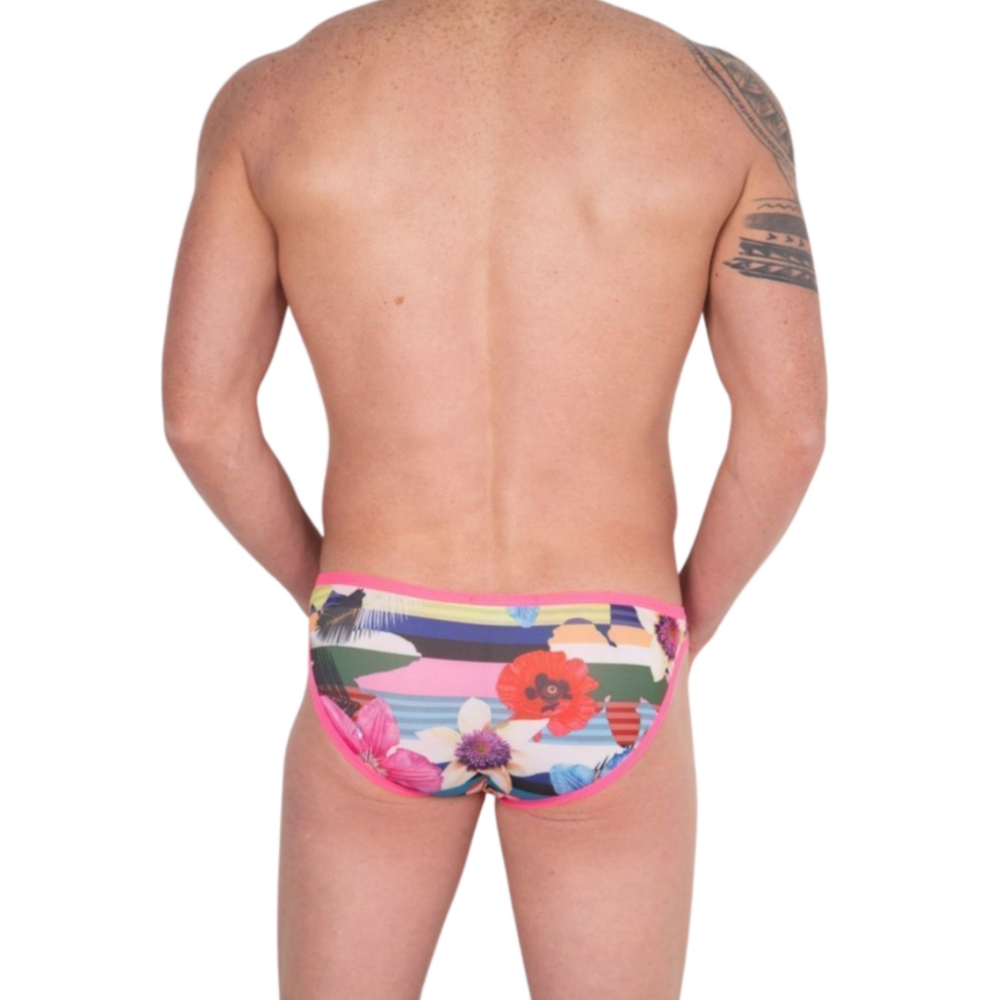 Мужские трусы слипы с разноцветным принтом и розовой окантовкой Cosmos Colors FR20_PBW