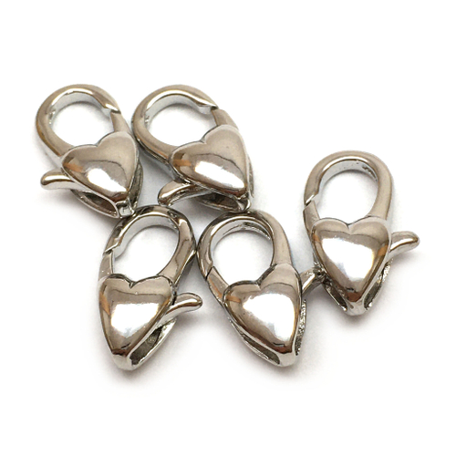 Замок - лобстер "Сердце" 14х7 мм, родий