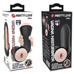 Телесный мастурбатор-вагина Alice в черной колбе