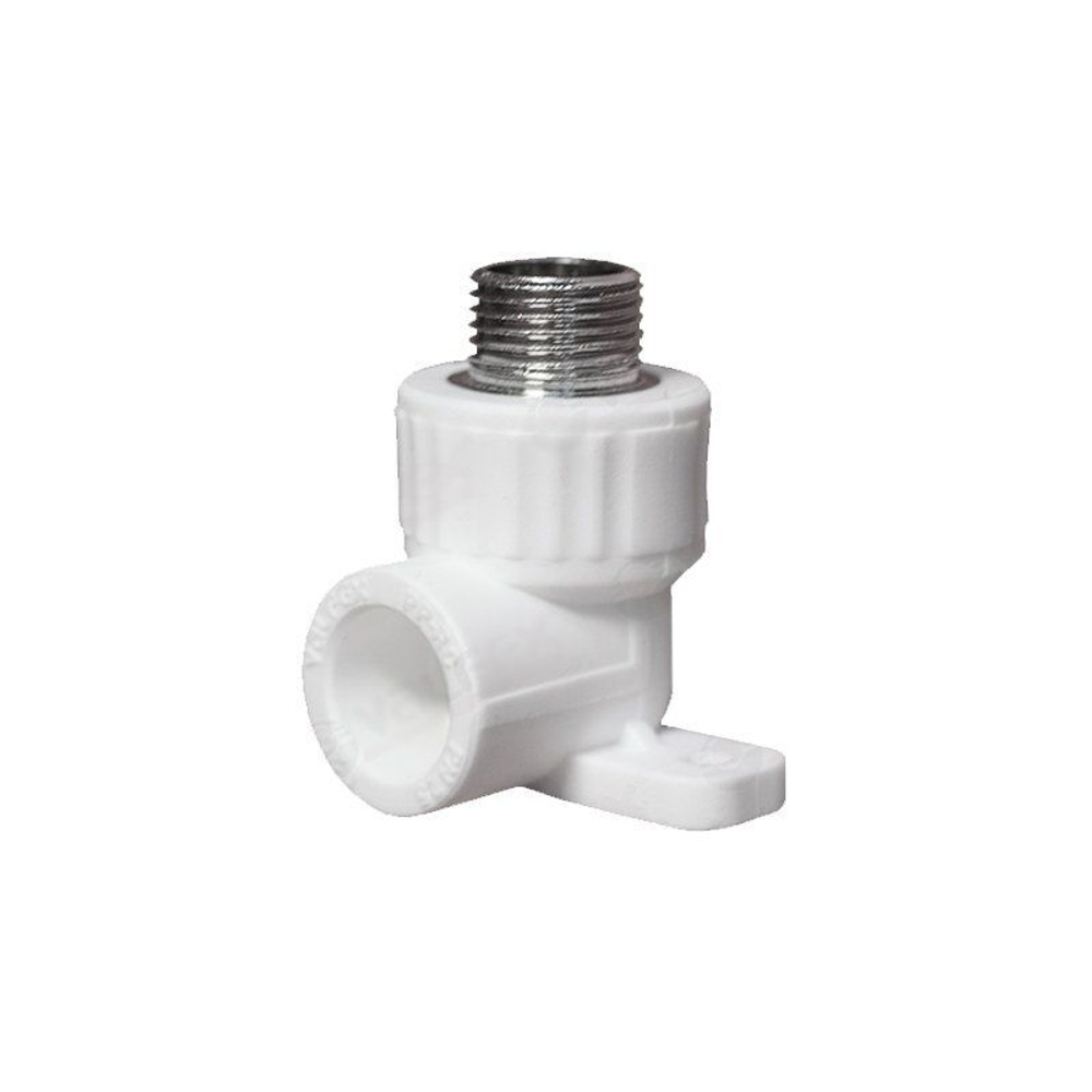 Угольник установочный ПП 20-1/2'' PN 25, с наружной резьбой, белый, Valfex