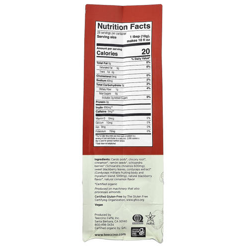 Teeccino, Травяной кофе с грибами, кордицепс и лимонник, ягоды корицы, средней обжарки, без кофеина, 284 г (10 унций)