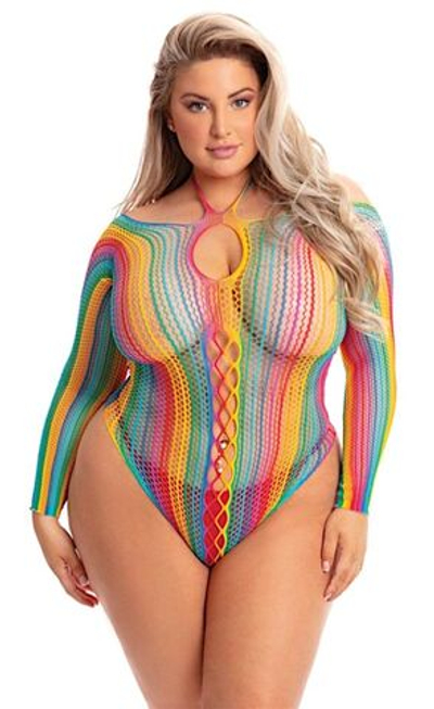 Радужное боди с длинным рукавом (Размер: XL-XXL) (Цвет: разноцветный)