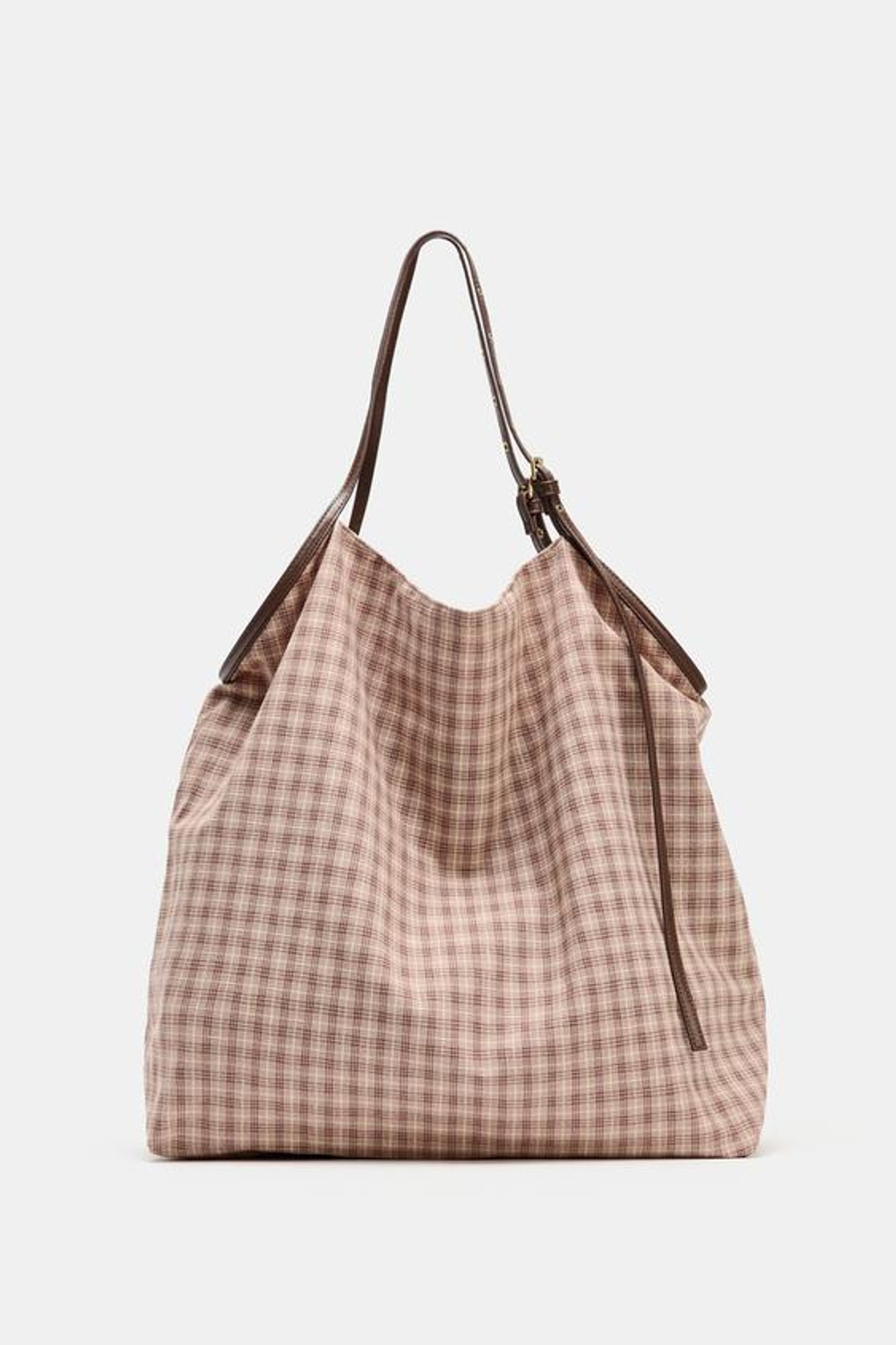 ZARA СУМКА-ШОПЕР ИЗ ТКАНИ, РОЗОВЫЙ