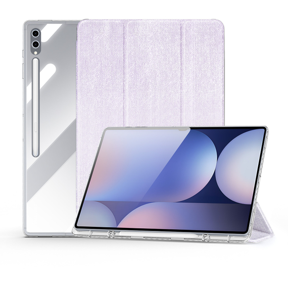 Чехол книжка фиолетового цвета от Dux Ducis для Samsung Galaxy Tab S9 Ultra, Tab S10 Ultra и Tab S8 Ultra, серия Unid Series Case, с держателем стилуса и функцией автоматического перехода в спящий режим