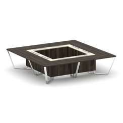 Steel Meet Стол переговорный квадратный MM-PR.B.SP-16K Дуб Мали/Ваниль Глянец/Нержавеющая Сталь/Хром