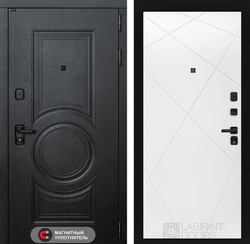 Входная металлическая дверь Лабиринт GRAND (Гранд) Альберо блэк / 24 Белый софт