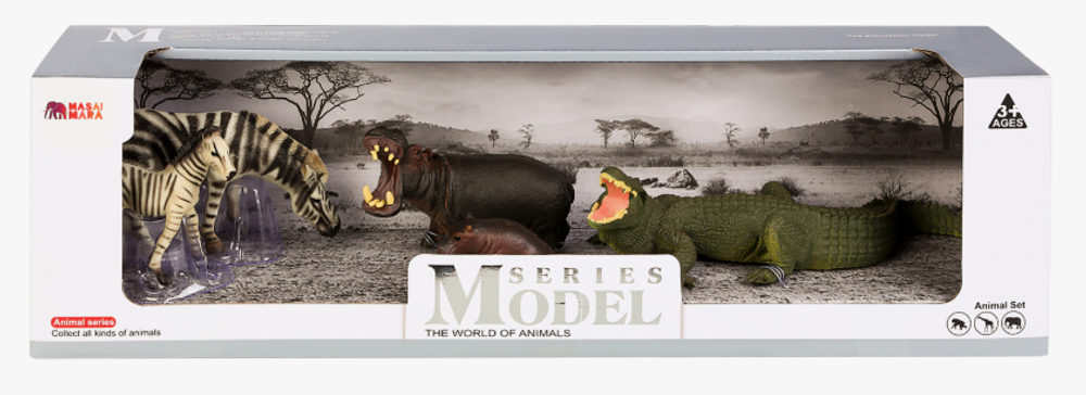 Игровой набор Masai Mara Мир диких животных: 2 зебры, 2 бегемота и крокодил