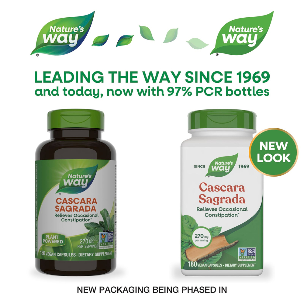 Nature's Way, каскара, 270 мг, 180 веганских капсул