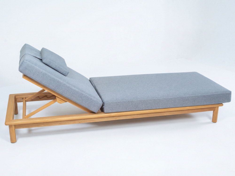 Шезлонг Ideal Patio САПОРИ тик, светло-серый матрас, подушка