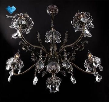 Люстра хрустальная 3281/5 античная бронза/прозрачный хрусталь Strotskis Elisha Eurosvet