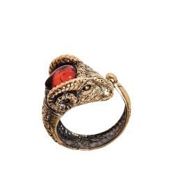 AM-2477 Кольцо «Овен» (латунь, янтарь)