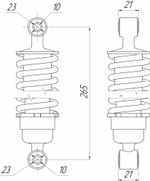 Амортизатор задний ( межболтовое 290мм, М10) (1шт) черный для электровелосипеда U2