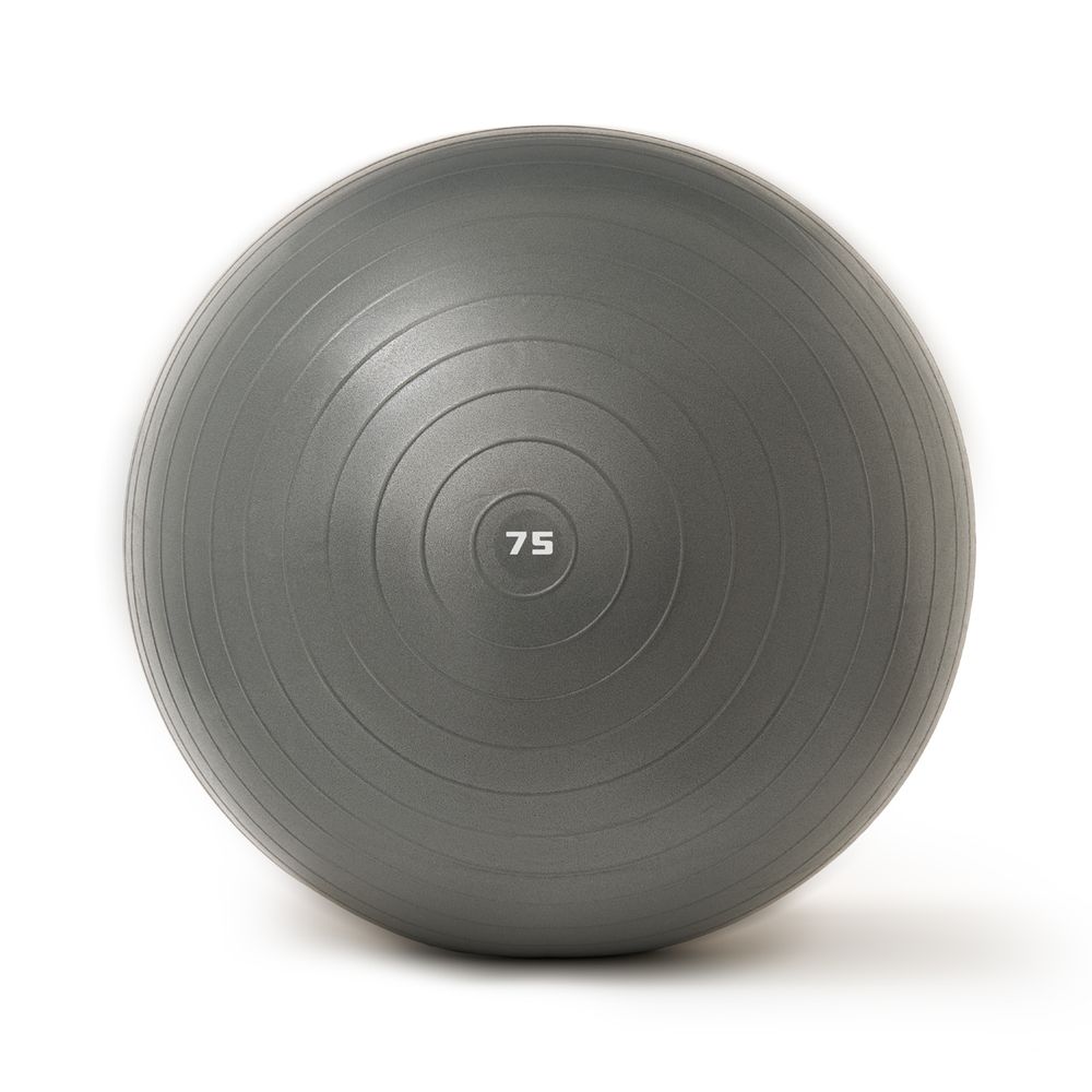 Мяч гимн. TORRES, FB122575, диам. 75 см, эласт. ПВХ, с защ.от взрыва,с насосом, серый