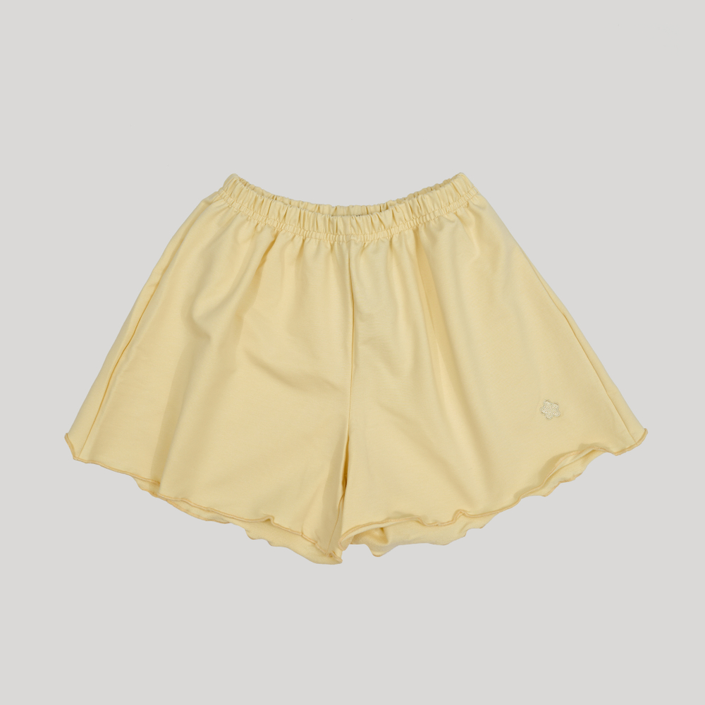 Wide Shorts Wavy Hem Alabaster Gleam