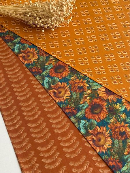 Отрез 0,7м. ПОДСОЛНУХИ НА ИЗУМРУДНОМ 100% хлопок, Handmade Fabrics 5