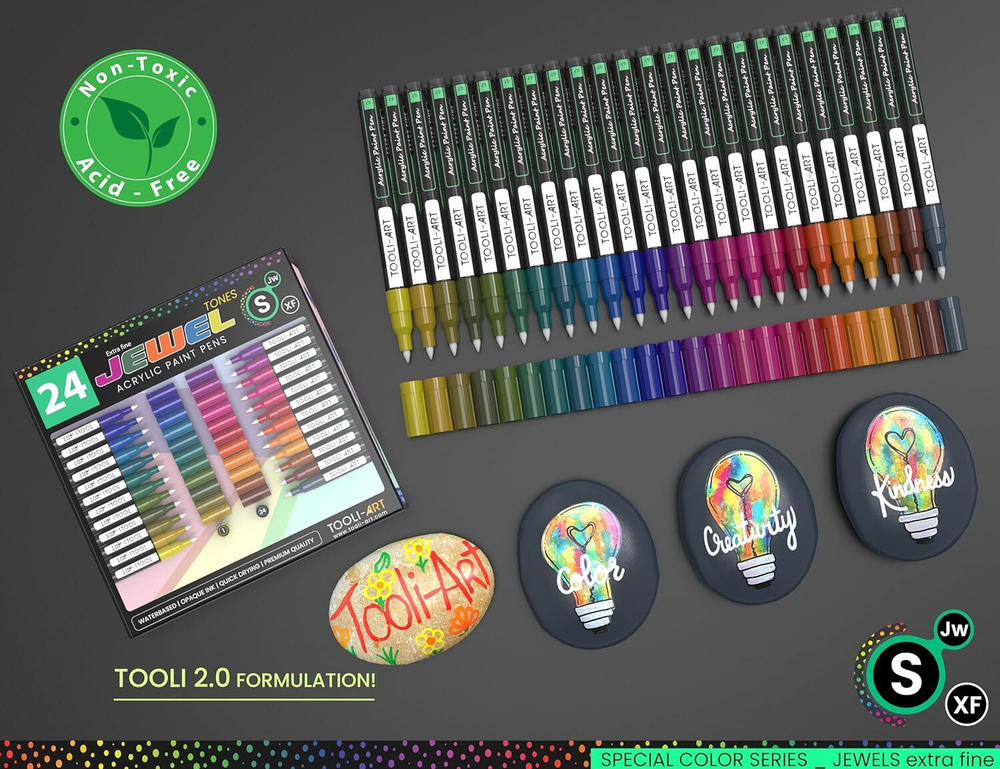 TOOLI-ART акриловые маркеры фломастеры 24 24 Jewel Dark Tones 0,7 мм