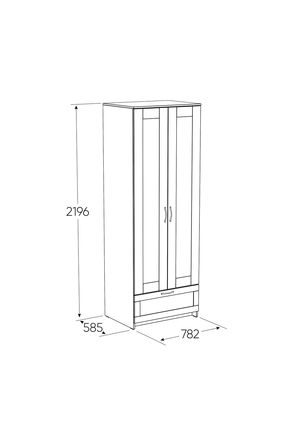 Шкаф Сириус 2 двери и 1 ящик 78х59х220 (венге)