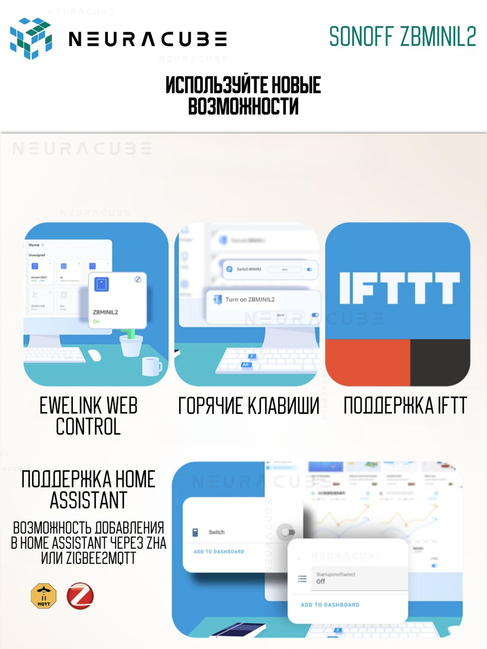 ZigBee Реле Sonoff ZBMINIL2 Extreme 2шт, 6A/1320Вт (Работает с Алисой)