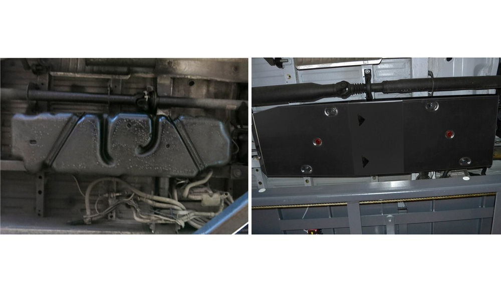 Защита топливного бака АвтоБроня для Mercedes-Benz Sprinter W906 (V - 2.1D) RWD (311 CDI, 315 CDI) 2006-2019, сталь 1.8 мм, с крепежом, 111.03907.1