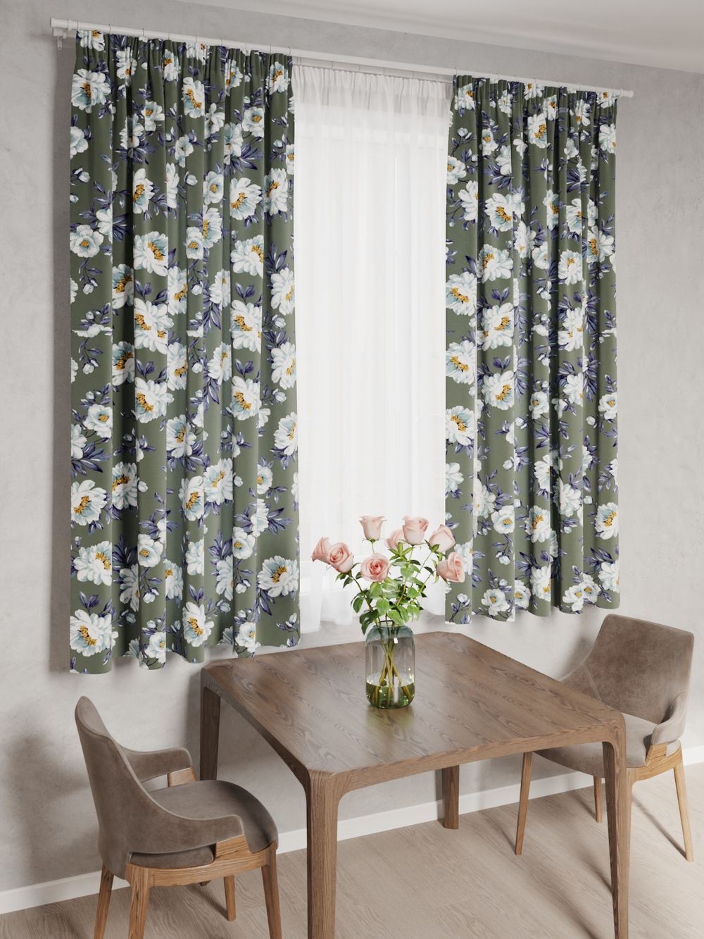 Штора из рогожки Сказка "Пиония4" 145х180 см 1 шт