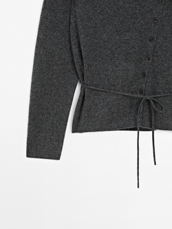 Massimo Dutti Кардиган с высоким воротником из 100% кашемира, серый