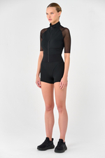 Комбинезон с поддержкой 10 см шортами и короткими рукавами из сетки