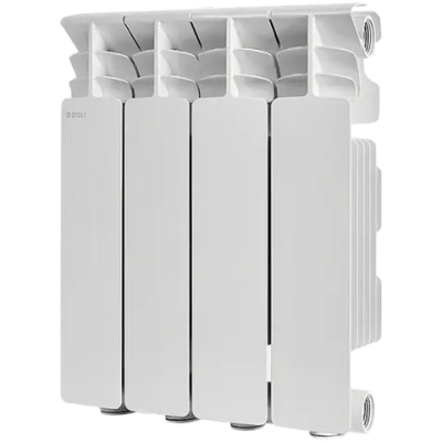 Радиатор алюминиевый STOUT Gamma 350 - 4 секции (подключение боковое, цвет белый)