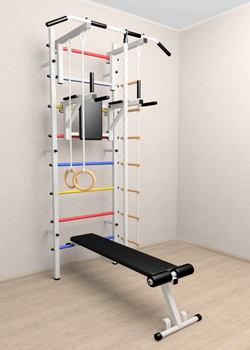 Шведская стенка Sv Sport 506 (Турник стандарт/Брусья/Скамья/Канат/Kольца/Лестница)