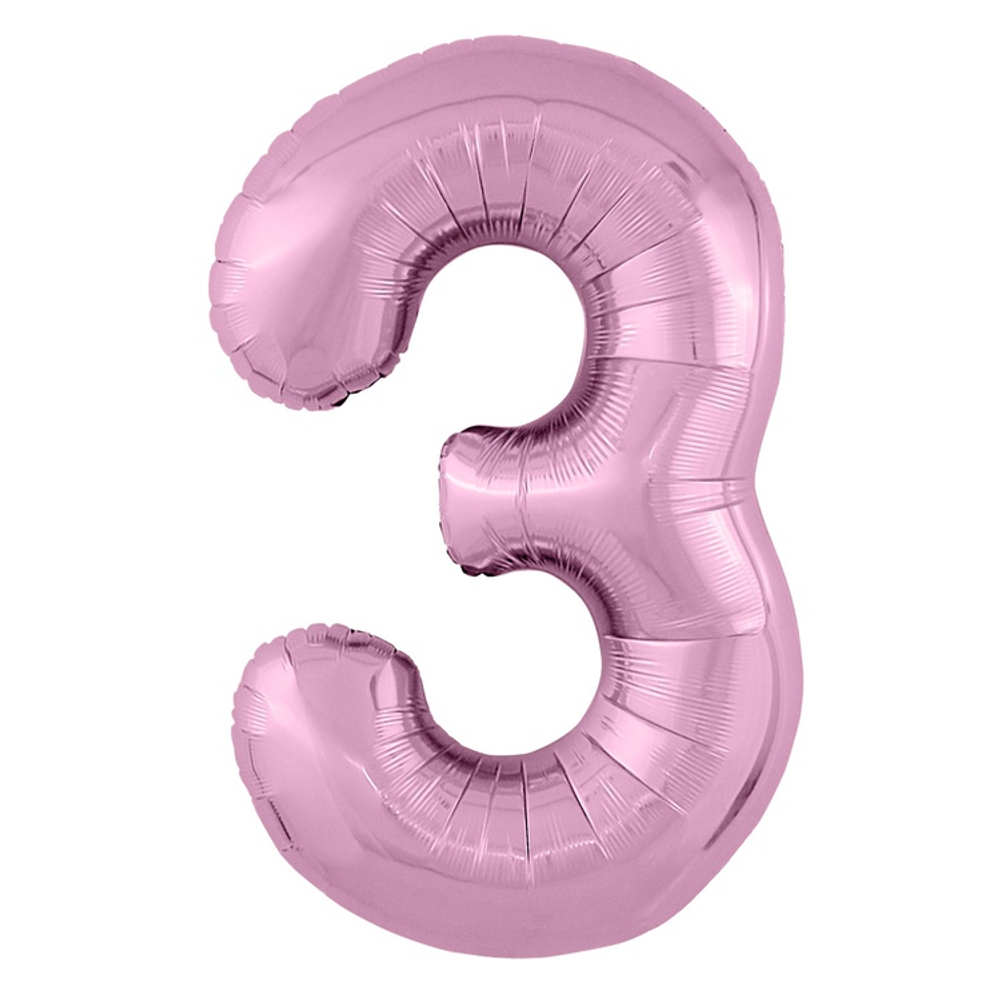 Шар фольгированный Цифра 3 101 см (Розовый)