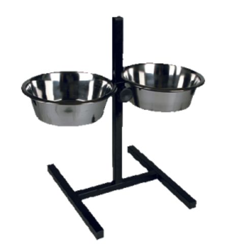 Зооник подставка квадратная+металлические миски 1,6л (черный)