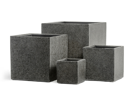 Кашпо TREEZ Effectory Stone Куб Тёмно-серый камень 60х60х60 см (без тех.горшка) 41.3321-01-064-GR-60