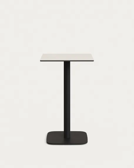 Высокий садовый столик Dina белый на черном металлическом основании 60 x 60 x 96 см