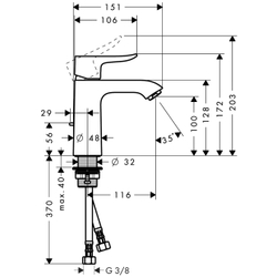 Смеситель для раковины Hansgrohe Metris 110  31080000 схема