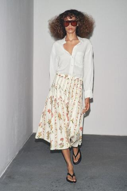 ZARA ЮБКА В СКЛАДКУ С ЦВЕТОЧНЫМ ПРИНТОМ — ZW COLLECTION, РАЗНОЦВЕТНЫЙ